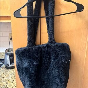 Black Faux Fur Tote Bag